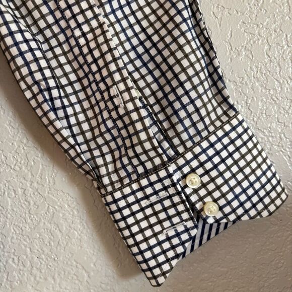 Thomas Dean 100% Cotton Button  Down Plaid Dress Shirt Mens XL - Picture 8 of 10